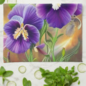 Linge De Cuisine Pansies violettes -AI ART (Plié)