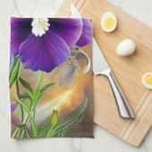 Linge De Cuisine Pansies violettes -AI ART (Quart Plié)