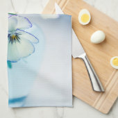 Linge De Cuisine Pansies violettes blanches Flore Vase bleu (Quart Plié)