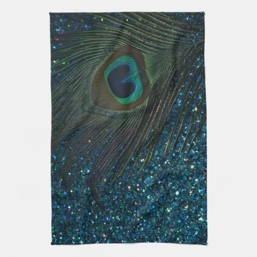 Linge De Cuisine Paon scintillant d'Aqua (Vertical)