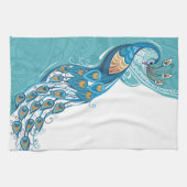 Linge De Cuisine Paon sur l'illustration turquoise (Horizontal)