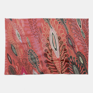 Linge De Cuisine Paon vintage rouge décoratif Motif sans couture