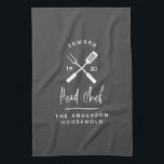 Linge De Cuisine Papa chef chef barbecue grill Noël anniversaire mo<br><div class="desc">Papa chef cuisinier barbecue Noël,  anniversaire fête des pères moderne gris et blanc tablier design.</div>