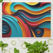 Linge De Cuisine Papercut Vagues colorées (Plié)