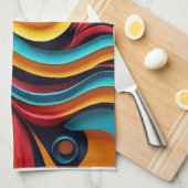 Linge De Cuisine Papercut Vagues colorées (Quart Plié)