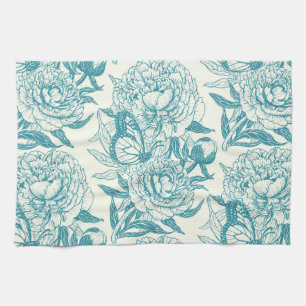 Linge De Cuisine Papier à peintres et papillons, lagon Bleu
