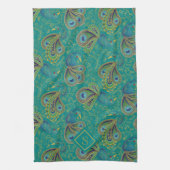 Linge De Cuisine Papier Peacock Royal Sarcelle Monogramme (Vertical)