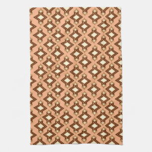Linge De Cuisine Papier peint Art Déco, corail et marron