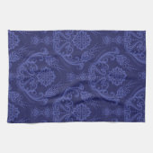 Linge De Cuisine Papier peint bleu damassé fleuri (Horizontal)