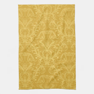Linge De Cuisine Papier peint floral d'or de luxe