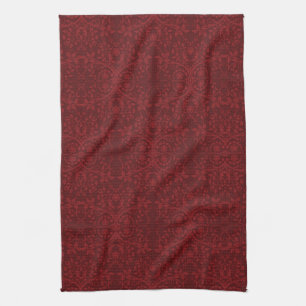 Linge De Cuisine Papier peint floral rouge détaillé