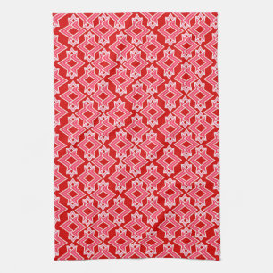 Linge De Cuisine Papier peint motif Art déco, rouge foncé et rose