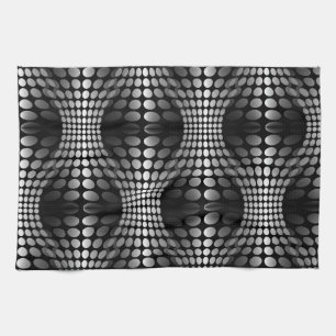 Linge De Cuisine Papier peint Vagues pointillé noir et blanc
