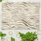 Linge De Cuisine Papier Zèbre blanc or        (Plié)
