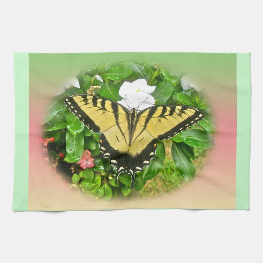 Linge De Cuisine Papillon à queue noire - Fleurs (Horizontal)