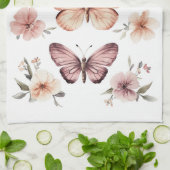 Linge De Cuisine Papillon Aquarelle Florale Élégante NOM PERSONNALI (Plié)