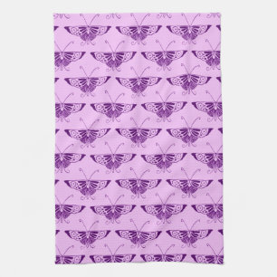 Linge De Cuisine Papillon Art déco stylisé - violet et orchidée