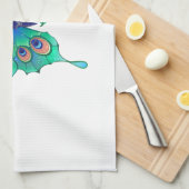 Linge De Cuisine Papillon aux plumes de paon vert (Quart Plié)