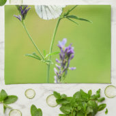 Linge De Cuisine Papillon Blanc à Veines Vertes (Plié)