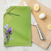 Linge De Cuisine Papillon Blanc à Veines Vertes (Quart Plié)