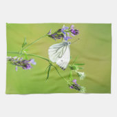 Linge De Cuisine Papillon Blanc à Veines Vertes (Horizontal)