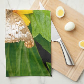 Linge De Cuisine papillon blanc jaune moth (Quart Plié)