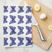 Linge De Cuisine Papillon bleu Aquarelle Tea Towa (Quart Plié)