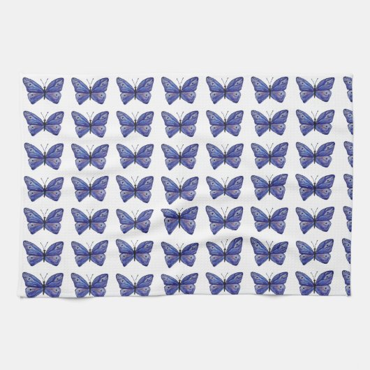 Linge De Cuisine Papillon bleu Aquarelle Tea Towa (Horizontal)