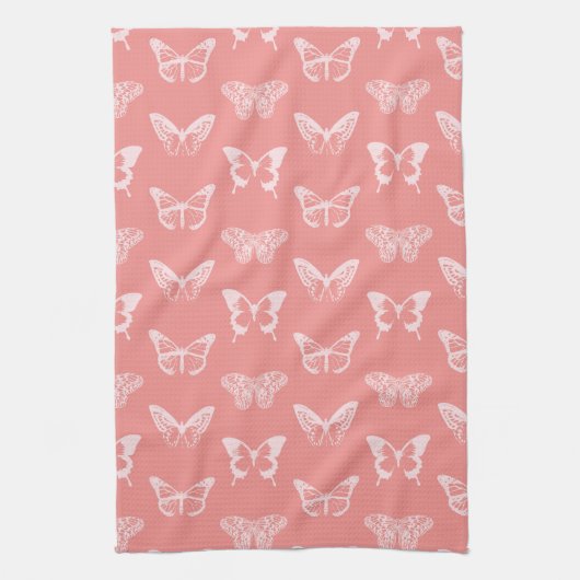 Linge De Cuisine Papillon, Corail profond rose (Vertical)
