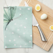 Linge De Cuisine Papillon Croire Points Blancs Menthe (Quart Plié)