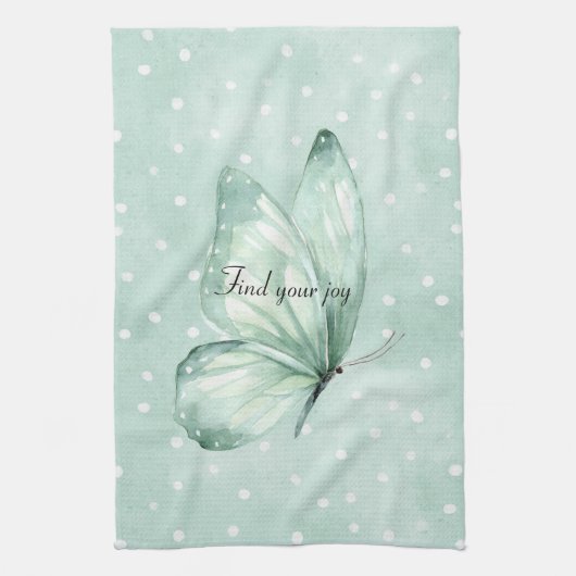 Linge De Cuisine Papillon Croire Points Blancs Menthe (Vertical)