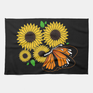 Linge De Cuisine Papillon Dans Le Jardin Des Tournesols