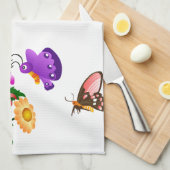 Linge De Cuisine Papillon de caricature et fleurs américain MoJo Ki (Quart Plié)