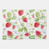 Linge De Cuisine Papillon de libellule de fraise Fleur blanche Flor (Horizontal)