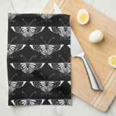 Linge De Cuisine Papillon déco stylisé - noir et blanc (Quart Plié)