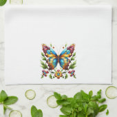 Linge De Cuisine Papillon en vitrail coloré avec fleurs (Plié)