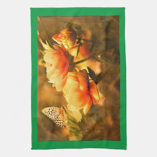 Linge De Cuisine Papillon Et Fleurs (Vertical)