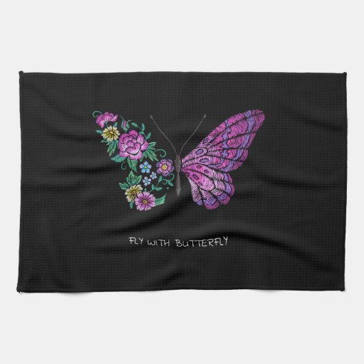 Linge De Cuisine papillon et fleurs florales ailes papillons yout (Horizontal)