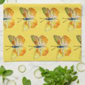 Linge De Cuisine Papillon jaune Aquarelle Art Tea Towa (Plié)