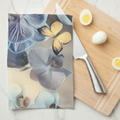 Linge De Cuisine Papillon jaune orchidée violet (Quart Plié)