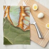 Linge De Cuisine Papillon malachite perché sur une feuille (Quart Plié)