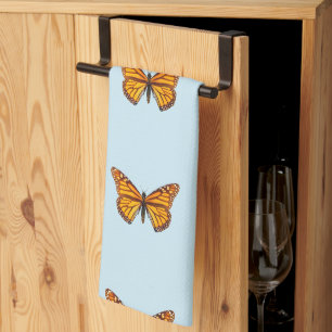 Linge De Cuisine Papillon Monarque Bleu Pastel