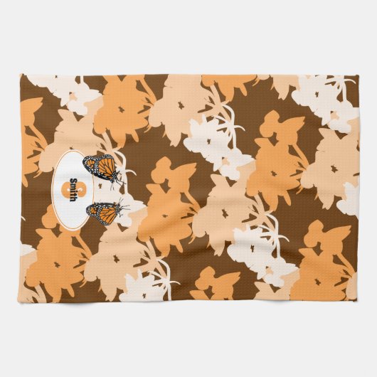Linge De Cuisine Papillon Monarque Stylisé Nom Orange (Horizontal)