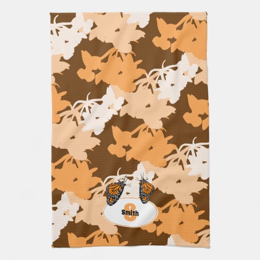 Linge De Cuisine Papillon Monarque Stylisé Nom Orange (Vertical)