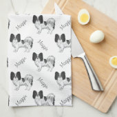 Linge De Cuisine Papillon Noir Et Blanc Avec Nom (Quart Plié)