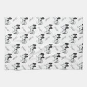 Linge De Cuisine Papillon Noir Et Blanc Avec Nom (Horizontal)