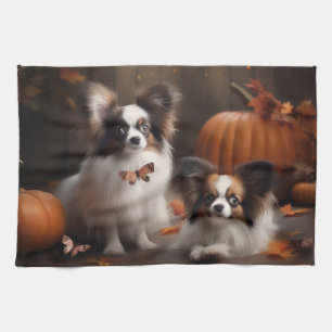 Linge De Cuisine Papillon Puppy Automne Citrouille de plaisir