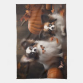 Linge De Cuisine Papillon Puppy Automne Citrouille de plaisir (Vertical)