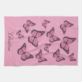 Linge De Cuisine papillon rose (Horizontal)