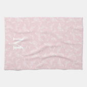 Linge De Cuisine Papillon Rose Monogramme Initial (Horizontal)